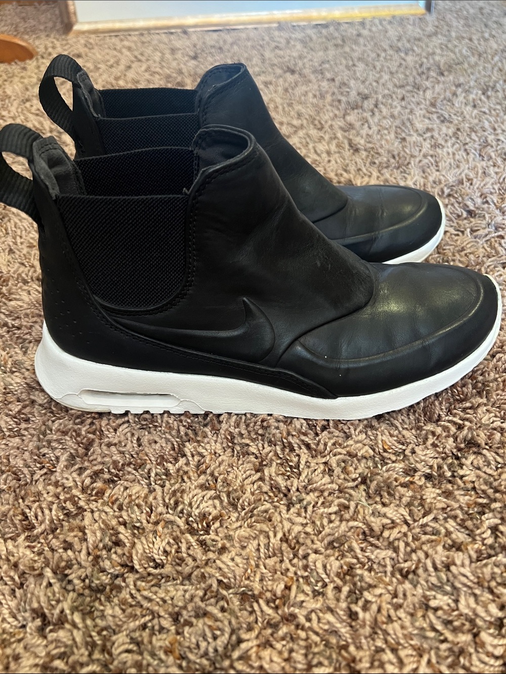 Nike Black High-Top Slip-On Sneakers with White Sole Sz 7